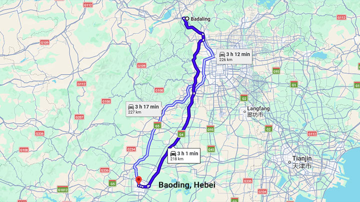 from badaling to baoding